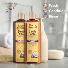 Every Strand duo styled on bathroom shelf conveying clean routine