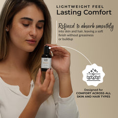 Everyday Beauty applied to scalp illustrating nourishment and reduced dryness benefit
