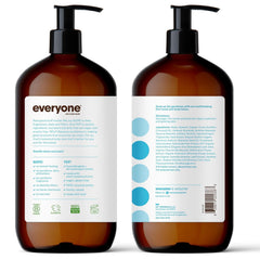 Everyone label closeup on 32oz recycled bottle highlighting clean ingredients