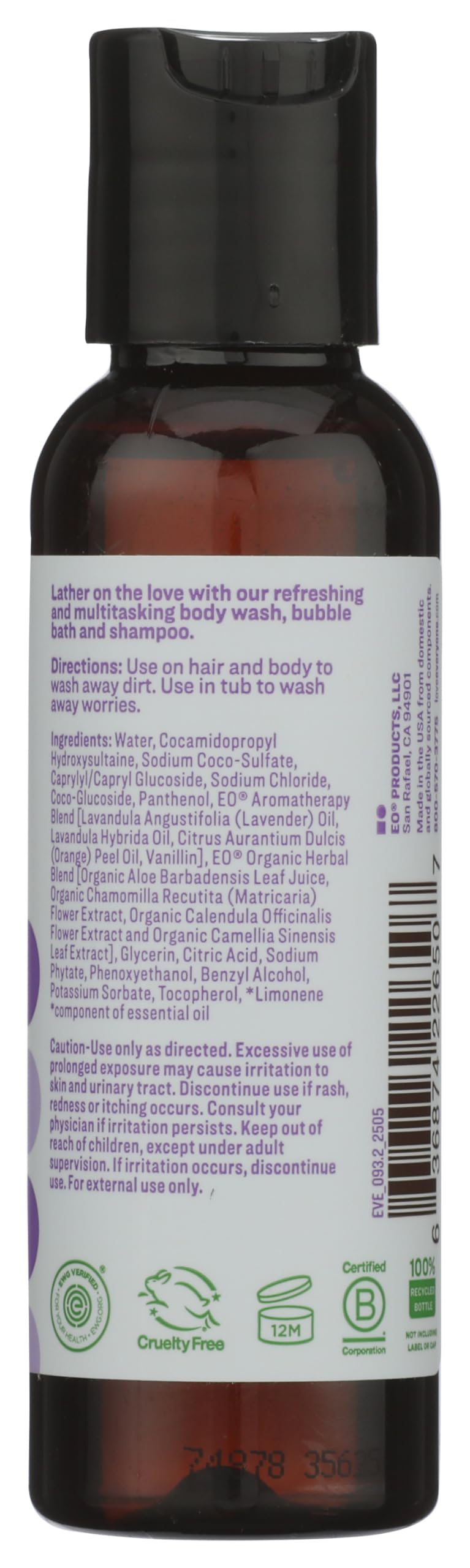 everyone bottle staged on bathtub edge with bubbles benefit: creates relaxing bath