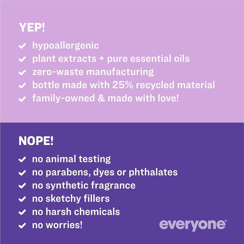 everyone ingredients panel with plant extracts for milder formulas benefit