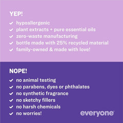 everyone ingredients panel with plant extracts for milder formulas benefit