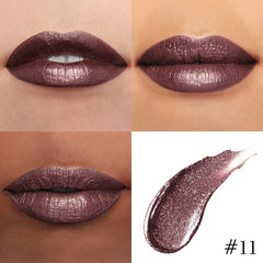evpct application in use on lips demonstrating smooth, even metallic coverage