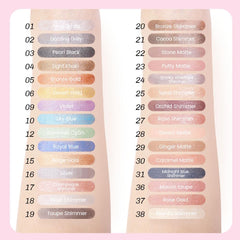 evpct application on lid demonstrating long-wear shimmer and definition