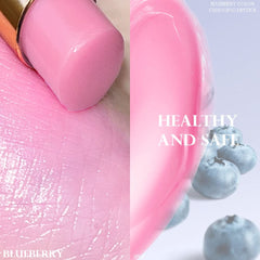 evpct blueberry tube cap removed showing balm texture benefit: creamy hydration
