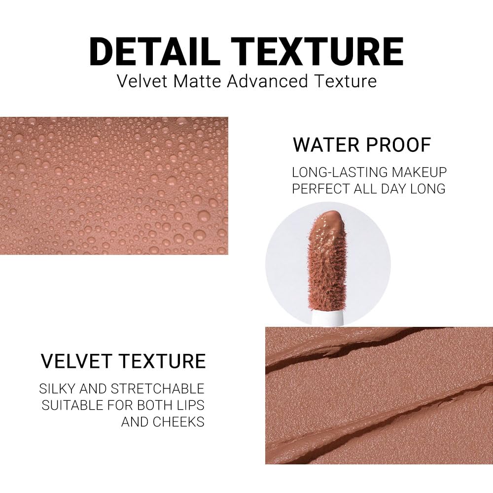 evpct close-up on lips showing velvet matte finish and comfortable wear