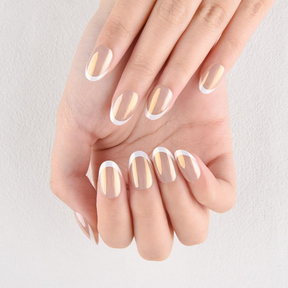 evpct close-up of nude glaze and crisp white tips showcasing lasting shine