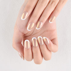 evpct close-up of nude glaze and crisp white tips showcasing lasting shine