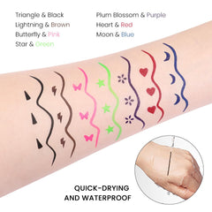 evpct color swatches on wrist showing seven pigments for easy color comparison