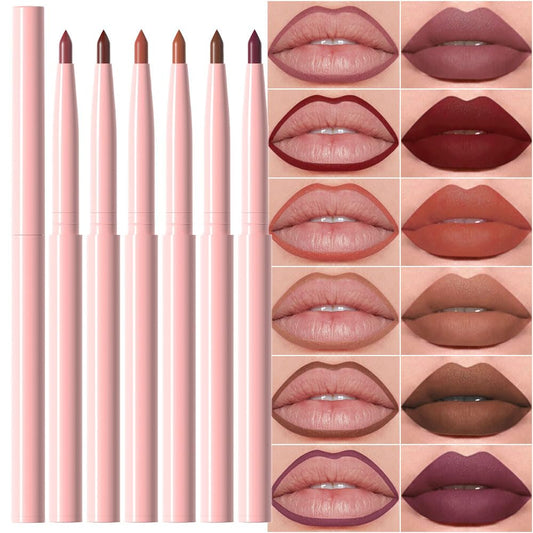 evpct front packaging showing six retractable lip liners and shade variety for easy selection