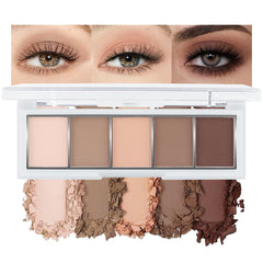 evpct front packaging of matte nude palette shows compact case and clean branding benefits portability