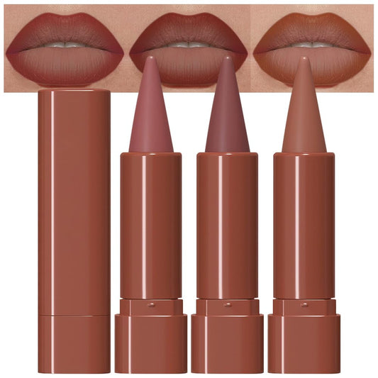 evpct front packaging showing three crayon-shaped lipsticks and bold branding for easy selection