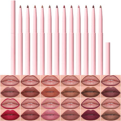evpct front packaging displaying all 12 retractable lip liners for versatile looks