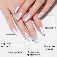 evpct hand holding nail for scale showing medium length and wearable size benefit