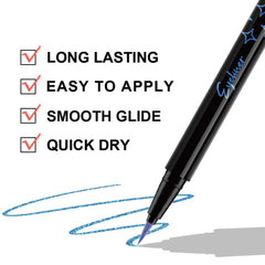 evpct eyeliner paired with blue mascara showing coordinated eye-enhancement effect