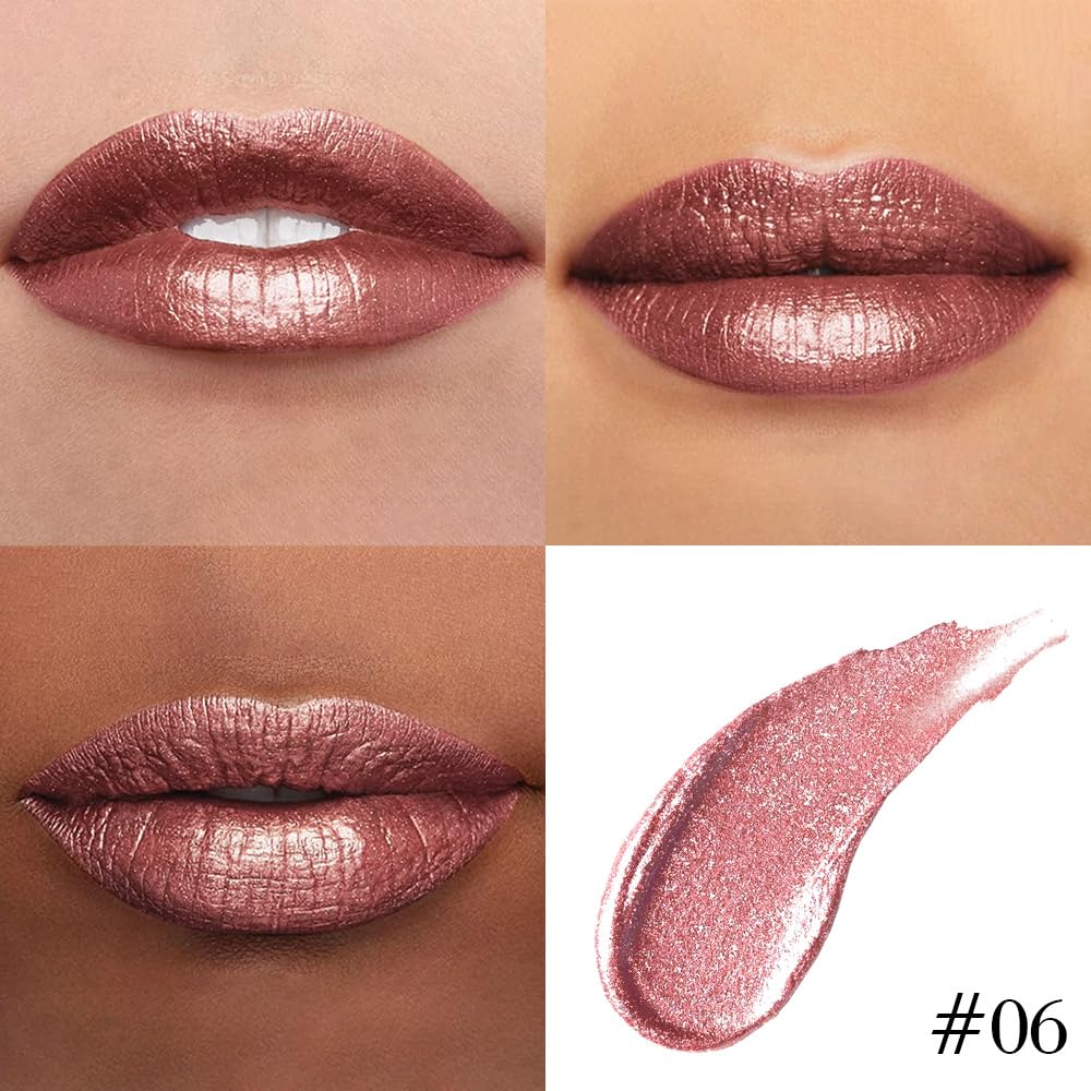 evpct lips before and after application demonstrating neat liner and luminous metallic gloss