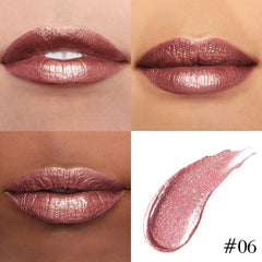 evpct lips before and after application demonstrating neat liner and luminous metallic gloss