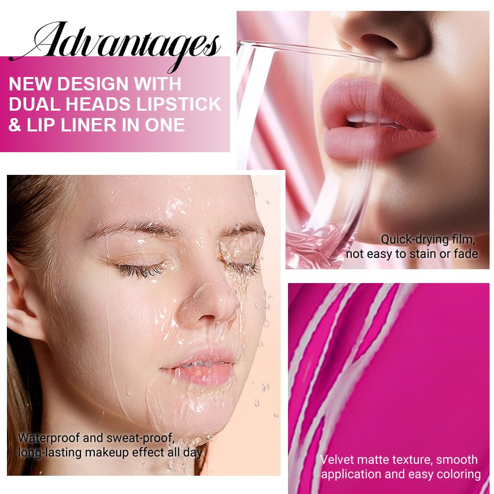 evpct applied on lips for vivid longwear color and defined shape
