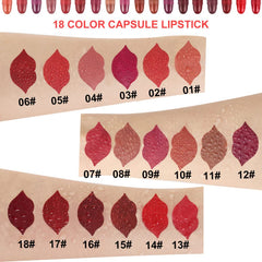 evpct overhead of open case displaying all 18 shades for instant selection