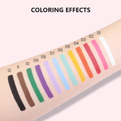 evpct orange eyeliner lip and face styling showing multifunctional color versatility