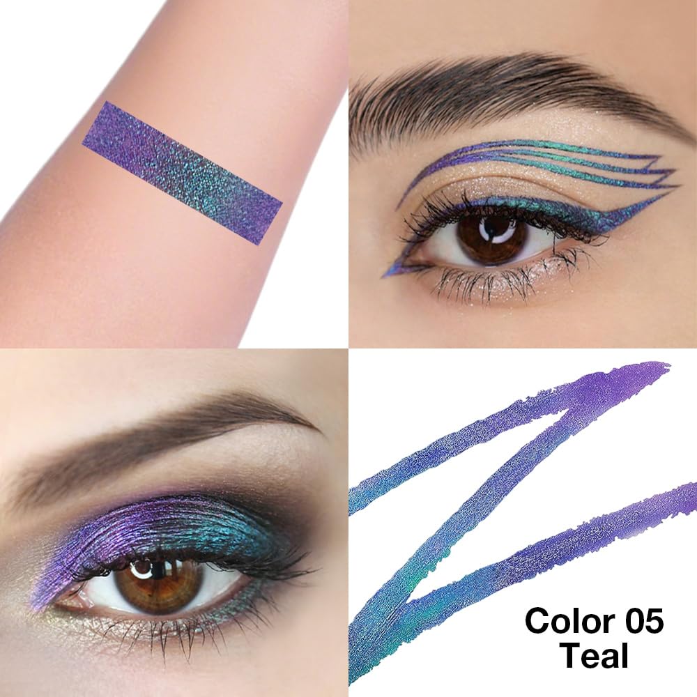 evpct single stroke swatch on skin showing multichrome shift and sparkle