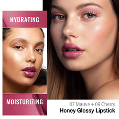 evpct mauve plum texture close-up highlighting smooth, hydrating sheen on lips