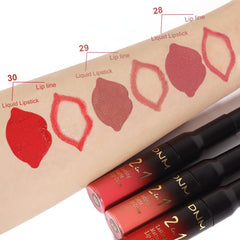 evpct mauve shade swatch on skin displaying smooth matte payoff and rich pigment