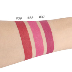 evpct warm pink applied to lips providing natural daily color and comfortable matte finish