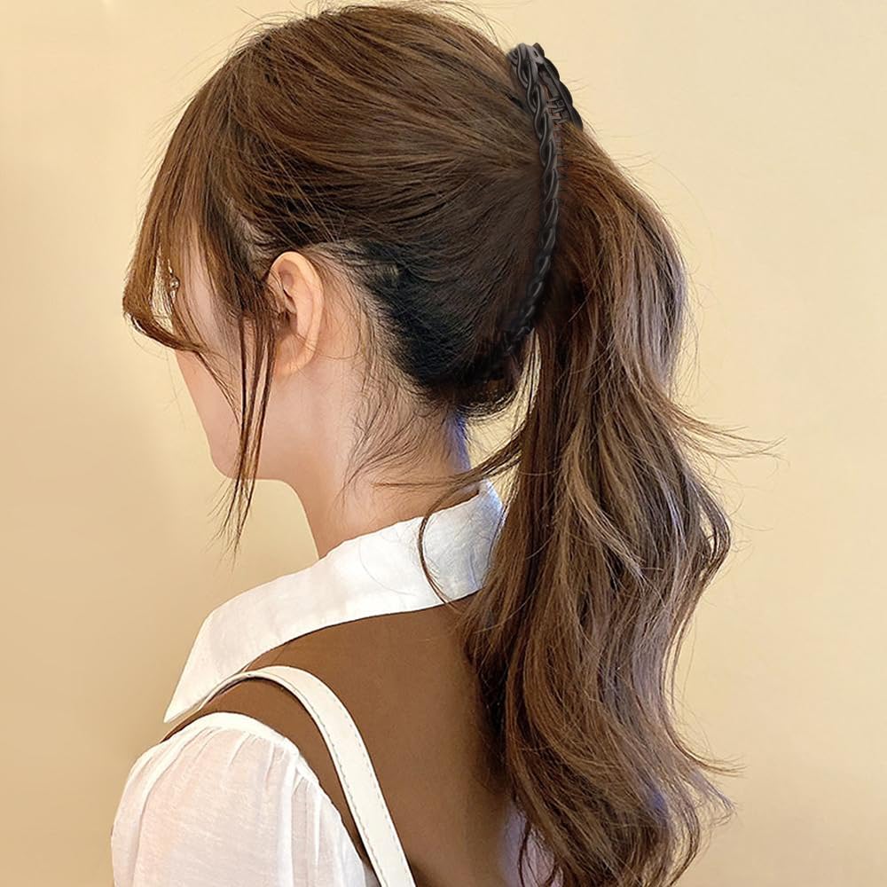 Exacoo fishtail ponytail clip used in a sleek ponytail for tidy hold