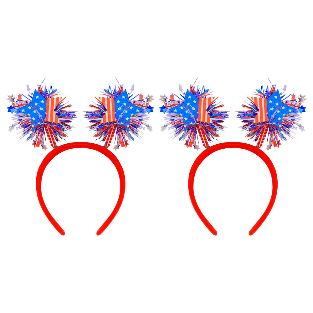 Exacoo headbands front view showing red white blue design and festive look