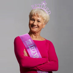 Exacoo sash text 'The Legend Has Retired' clear lettering for photo impact