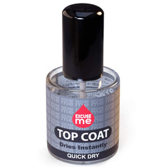 EXCUSE ME front bottle showing label and glossy finish benefit