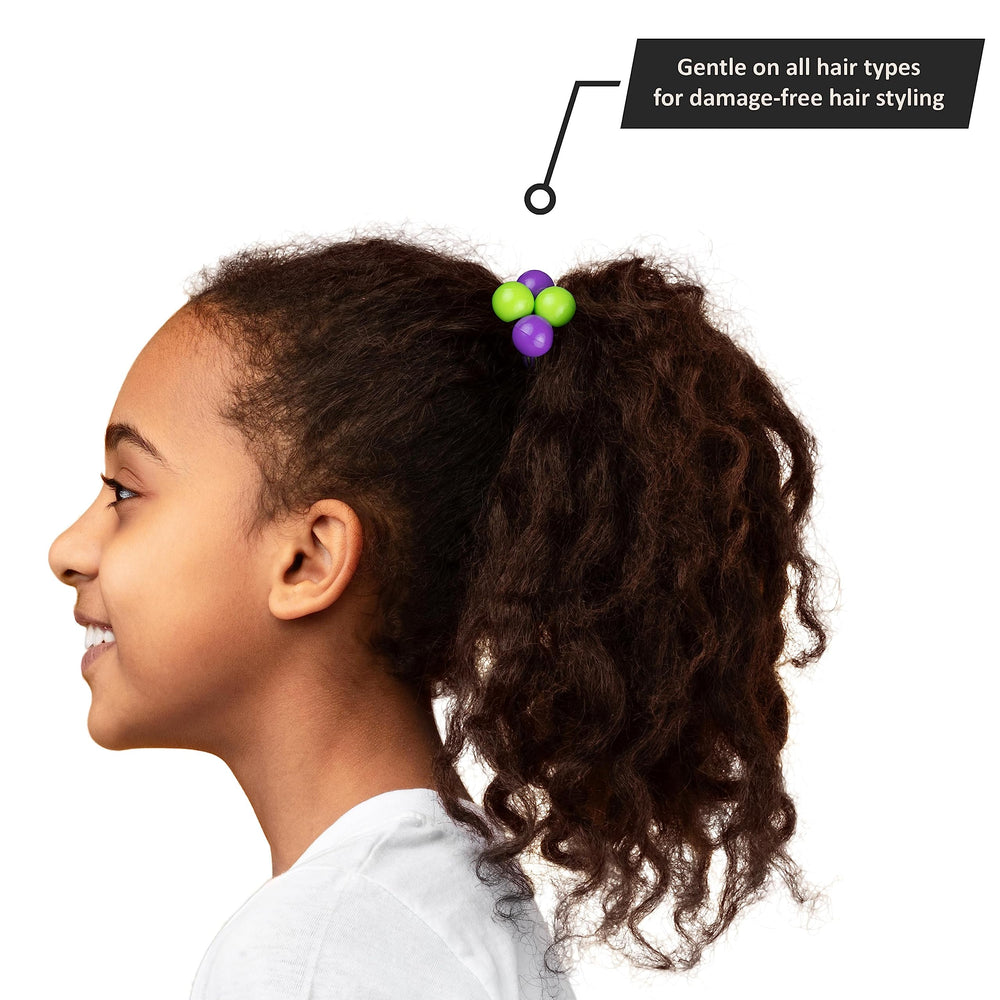 EXPRESSIONS worn in high ponytail illustrating secure fit and playful look