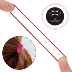 EXPRESSIONS hand holding a single hair tie for size and scale comparison convenience