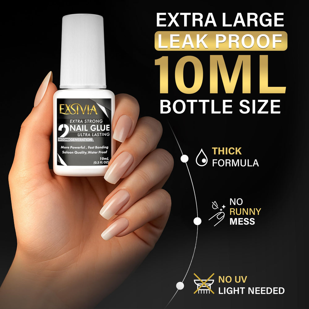 EXSIVIA precision brush applying glue for neat, mess-free results