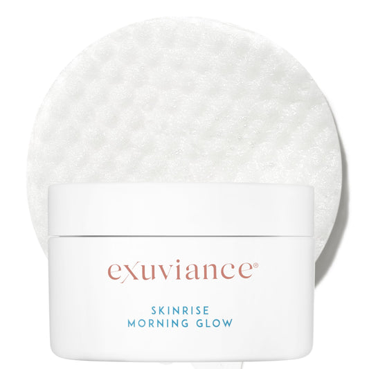 EXUVIANCE front jar of SkinRise pads showing product packaging and quantity benefit