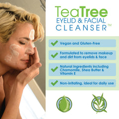 Person using EYEECO cleanser gently washing face and eyelids for comfort