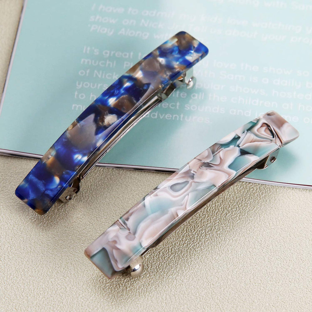 Eyegla detailed view of French barrette clasp mechanism showing secure hold benefit