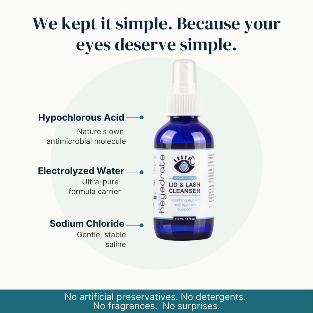 Eye Love on cotton pad demonstrating eyelid and lash cleansing application