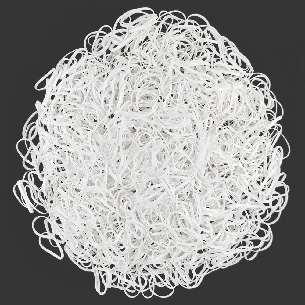 Ezepeo front package showing 1500 white mini hair elastics, great value