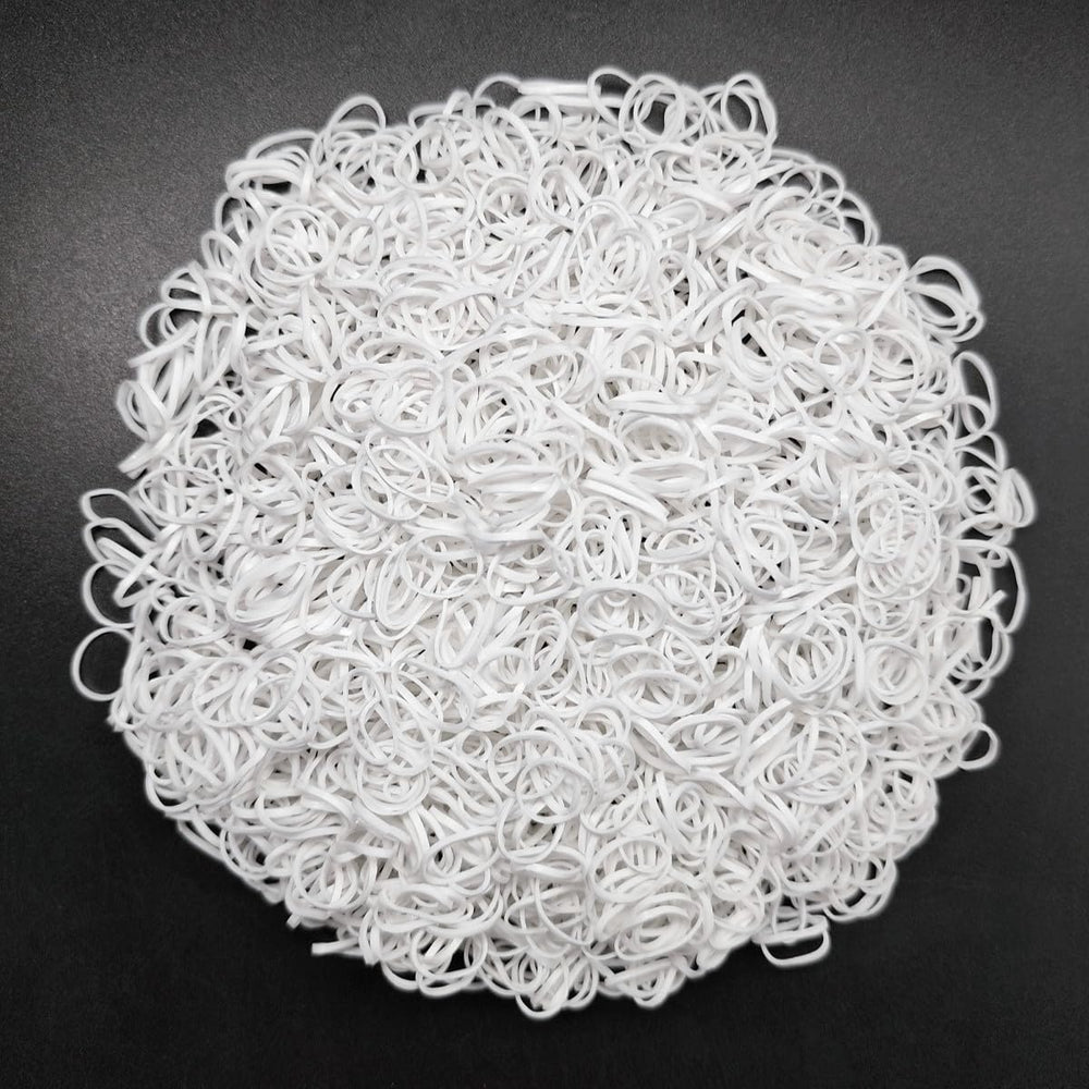 Ezepeo front packaging showing 3200 white mini hair elastics and bulk value