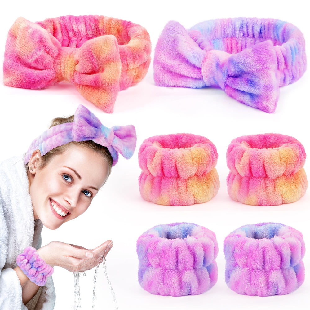 EZIGO front packaging showing six coral fleece headbands and wristbands set and convenience
