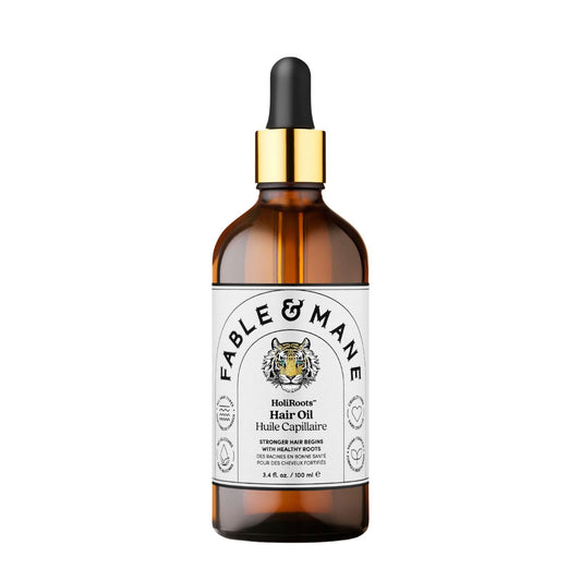 Fable & Mane bottle front packaging showing product and benefits