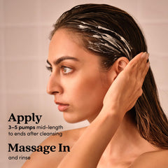 Fable & Mane conditioner being applied in shower for smooth detangling