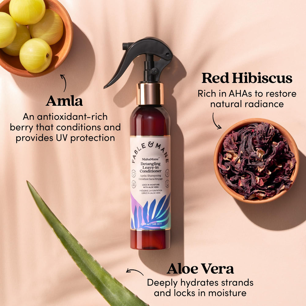 Fable & Mane product label close-up highlighting clean, silicone-free ingredients