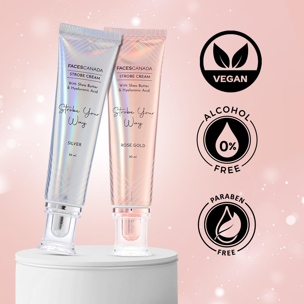 FACESCANADA strobe cream lifestyle bathroom vanity setup illustrating daily routine glow enhancer