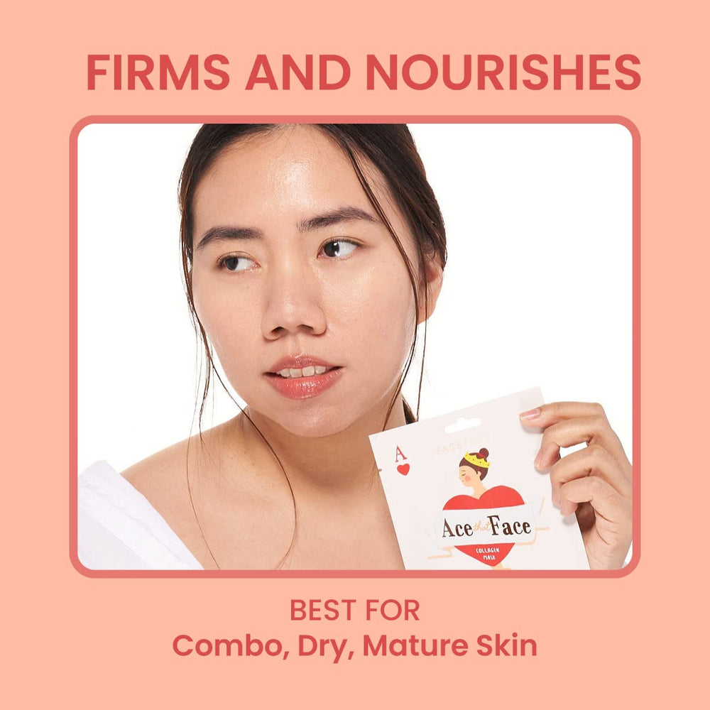 FACETORY sheet mask on model demonstrating fit and quick 10–15 minute treatment benefit