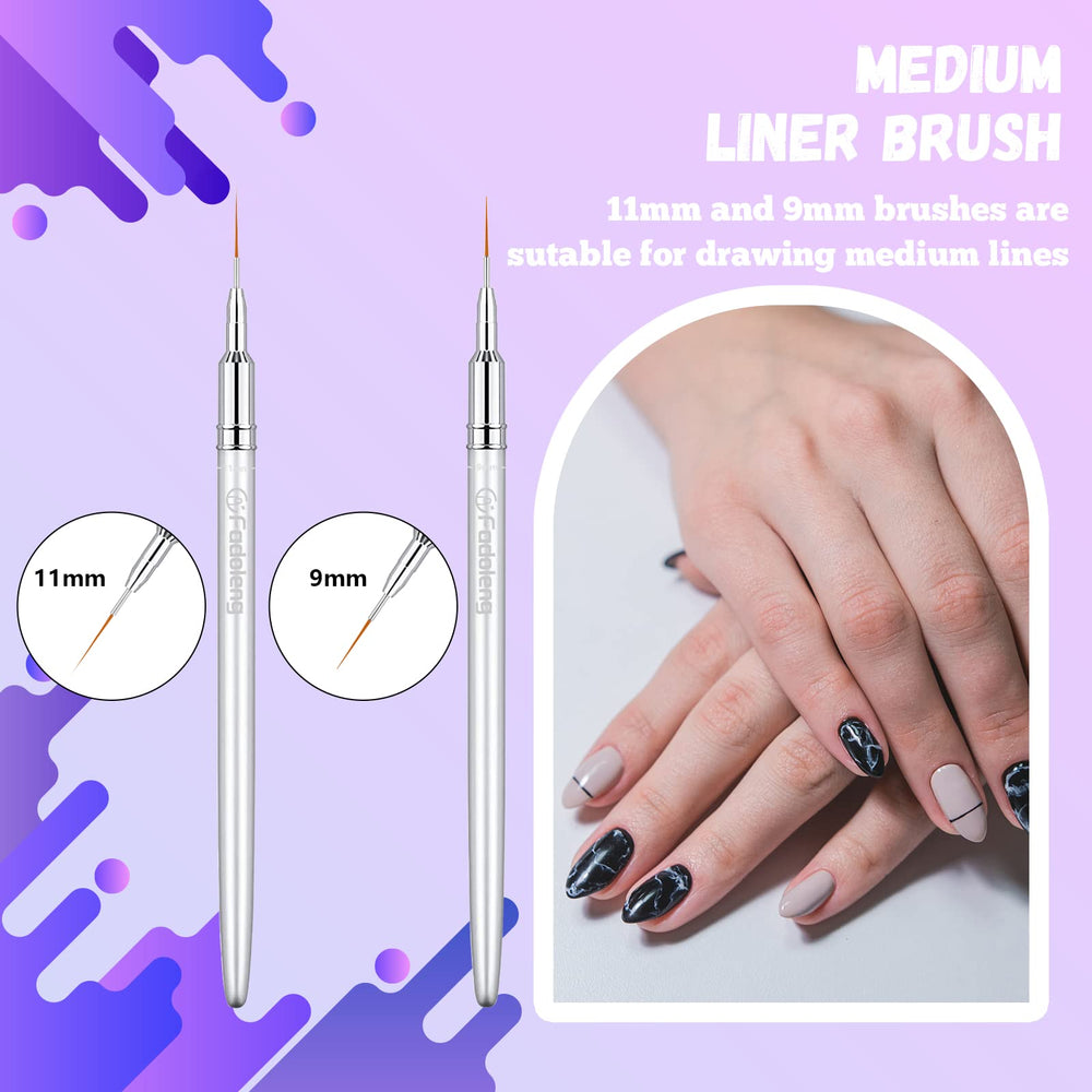 Fadoleng brushes with gel polish bottles illustrating smooth application and color control