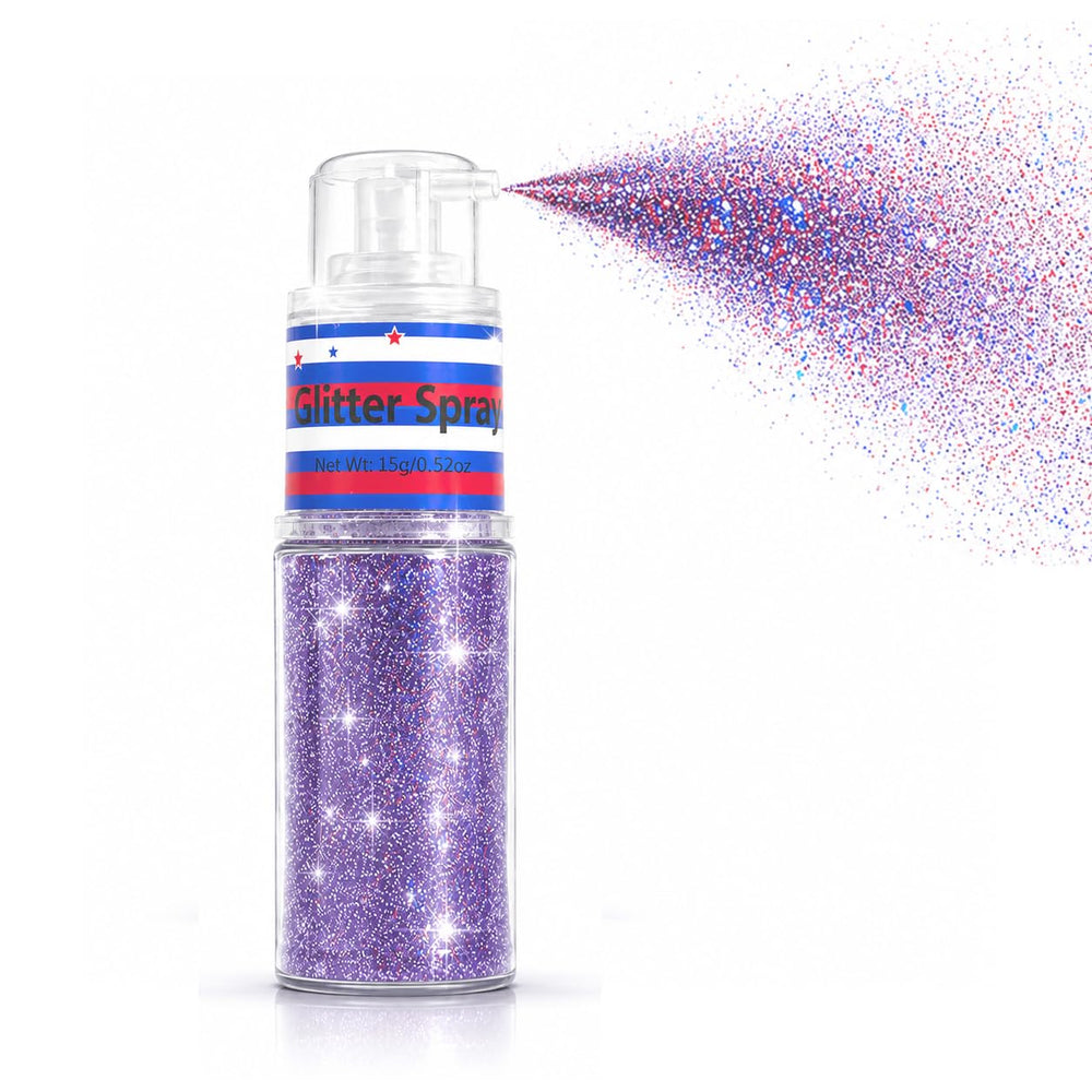 faglowmify front packaging showing patriotic glitter spray and compact bottle benefit