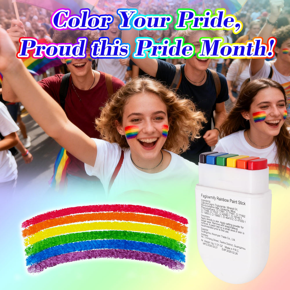 faglowmify stripe applied on cheek, bold pride colors that pop